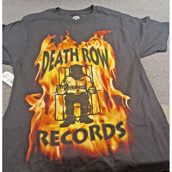 DEATH ROW Records T-Shirt Hip-Hop Rap Music Fire Flames Black Journeys Small New - Picture 3 of 5